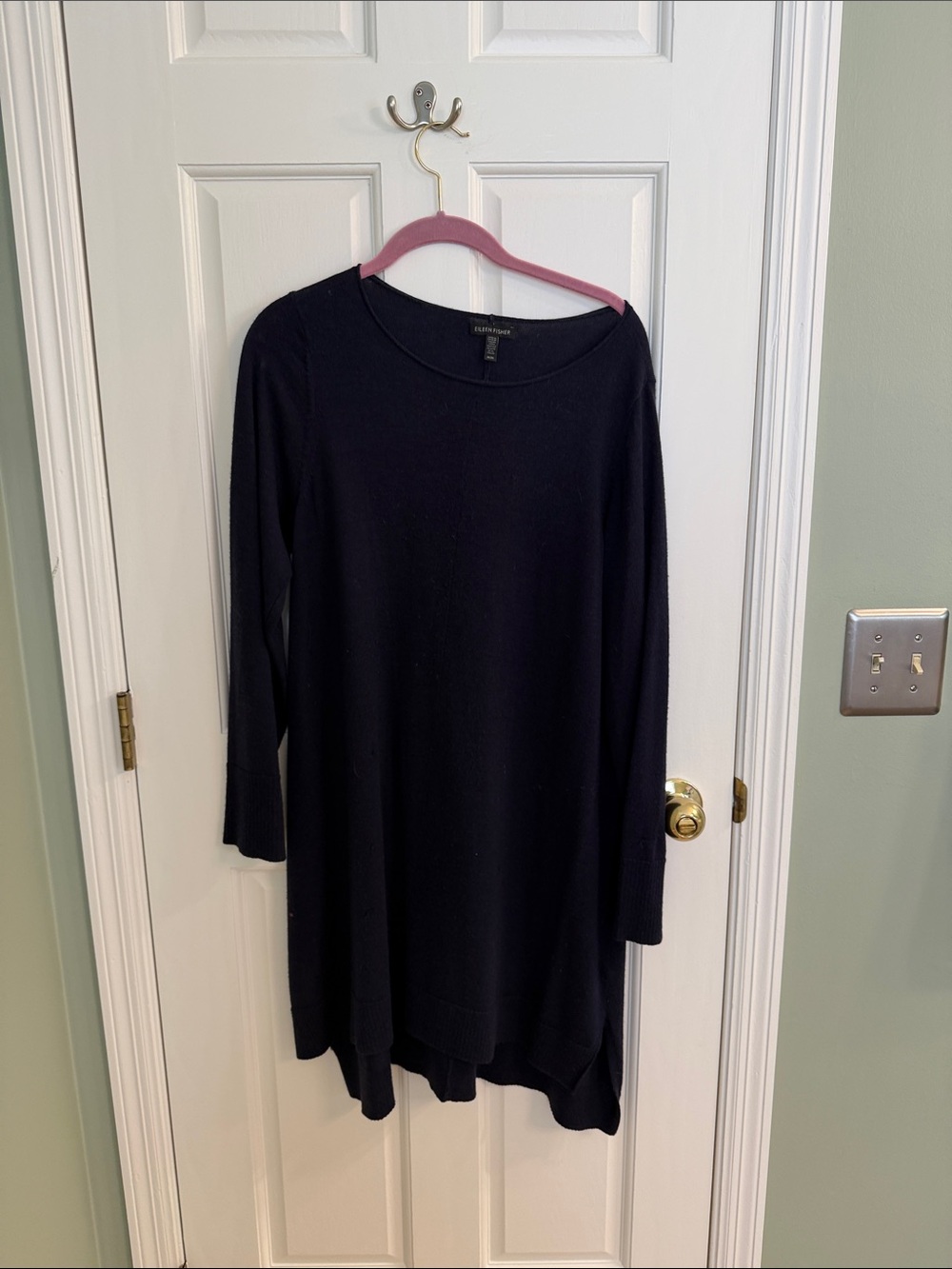 Eileen Fisher Navy Long Sleeve Swing Tunic Dress